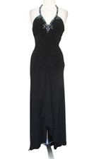 Vintage Y2K Mermaid Fairy Fantasy Cache Black Beaded Halter Prom Gown 2 Women