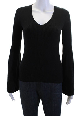 French Connection Womens V-Neck Pullover Sweater Black Size S