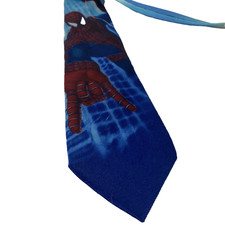 Vintage Spider Man Necktie Mens Blue 2002 Marvel Columbia Movie Graphic 2000s