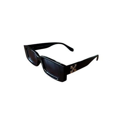Off White c/o The Sun Rectangular Sunglasses Black Gold Arrow   Made in Italy