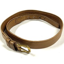 Vtg Coach Tan leather belt Brass buckle 30"/75 cm glove tanned 1" wide - 103