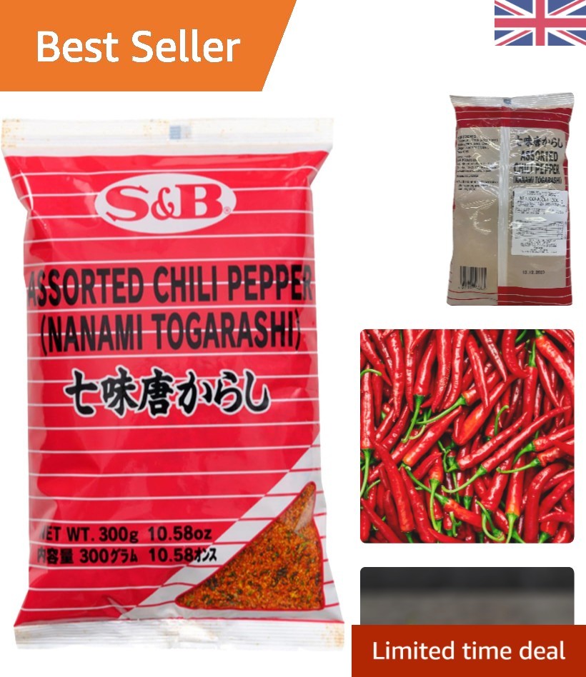 Authentic S and B Shichimi Chili Pepper Blend - 300g Pack for Flavor Enhancement