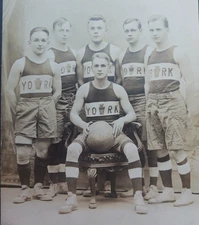 York Pa BASKETBALL RPPC real photo postcard Penn Park studio keystone uniform