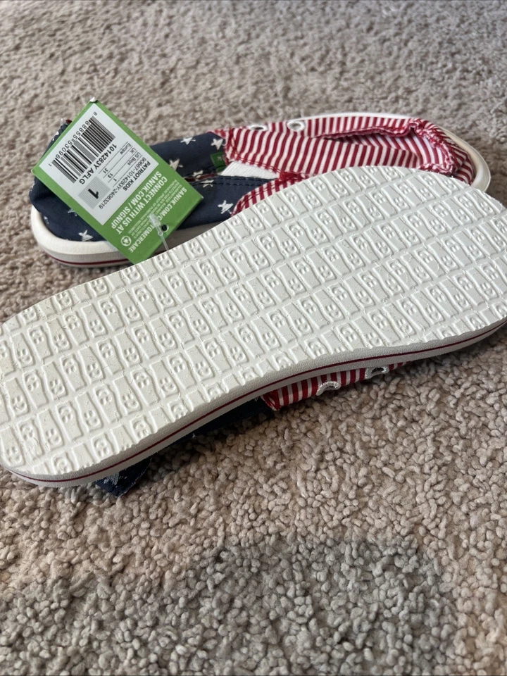 Sanuk Niños Talla 1 Niños Patriot Niños Nuevo Con Etiquetas Foto 3 de 3