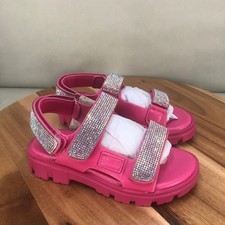 Mudd Girls Pink Rhinestone Sport Sandals Girls Size 13 Chunky Sole Lightweight