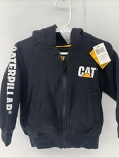 New With Tags Caterpillar CAT Toddler Boys Full Zip Hoodie Size 2T Black Logo
