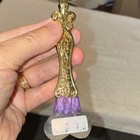 Ornate Gold-Tone Handheld Magnifying Glass Loupe w/ Purple Acrylic Handle — photo 4
