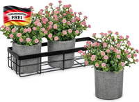 KüNstliche Schleierkraut Dekoblumen Im Metallkorb FüR Wohnzimmer Fenster Bad