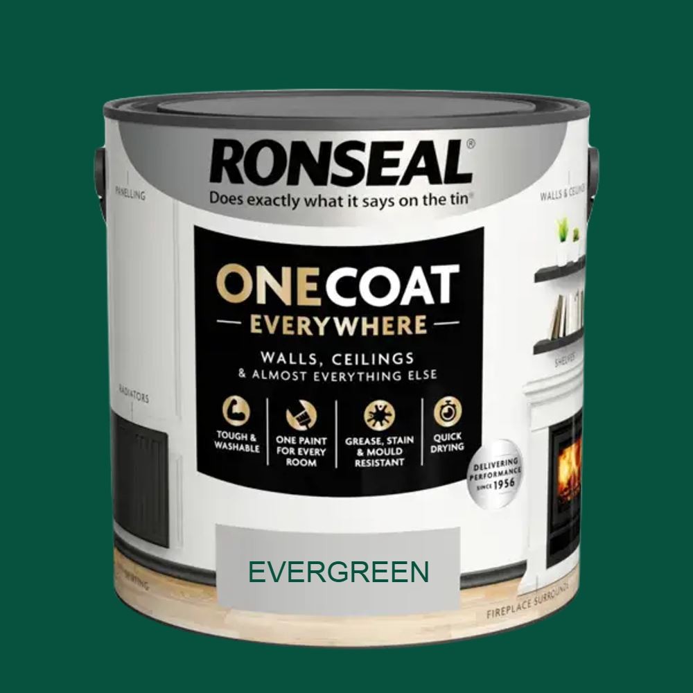 Ronseal One Coat Everywhere Washable Tough Quick Dry Matt Paint 2.5L - Evergreen - Image 2