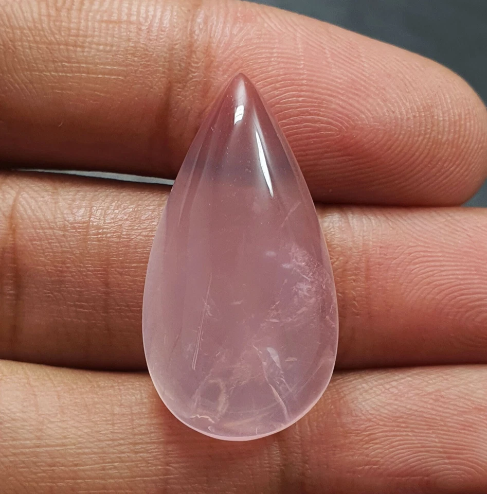 Cabochon de poire naturelle 30 ct quartz rose qualité AAA 30 x 16 mm pour pen... - Photo 2/4