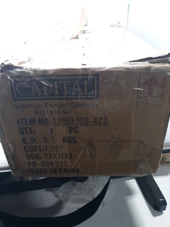 Accesorio de tocador de 3 luces Capital Lighting 120531CG-422 bronce ondulado vidrio Foto 4 de 4