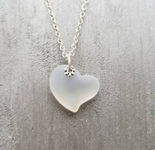 Hawaiian Jewelry Sea Glass Necklace, Heart Necklace Moonstone Necklace, Sea