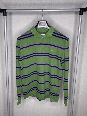 Thomas Burberry By Burberry Mens Striped Cotton Long Sleeve Polo Shirt Size  L