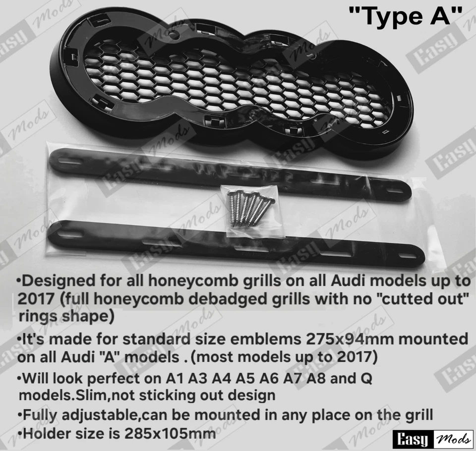 Bracket holder fo honeycomb grills for Audi Emblem Ring Badge Logo  two versions - Image 3 of 4