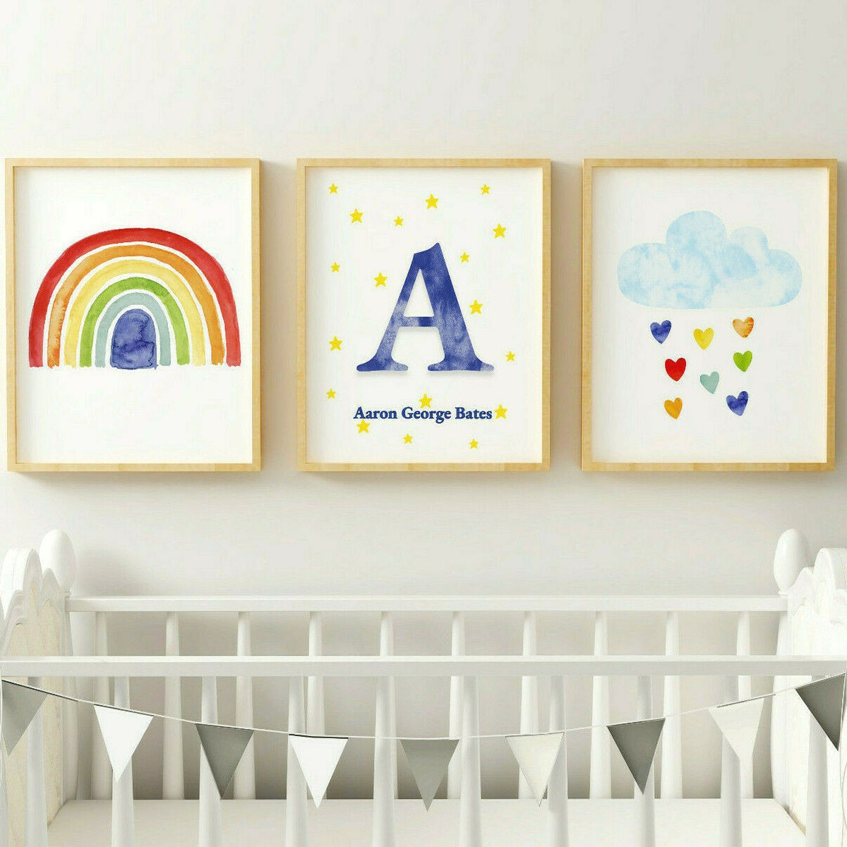 Rainbow Cloud Personalised Name Boys Bedroom Nursery Wall Art