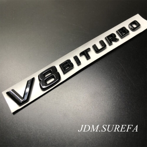 1Pcs Black V8 Biturbo Sticker Emblem Side Vent Fende Badge For Mercedes-Benz - Picture 4 of 12
