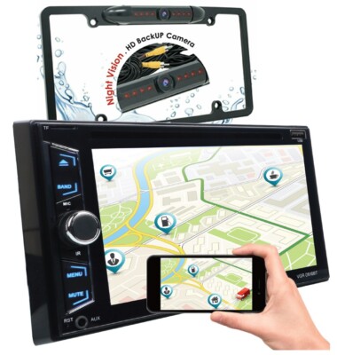 Gravity 6.2'' Car Stereo CD DVD 2Din Bluetooth Receiver + License Plate Rear Cam