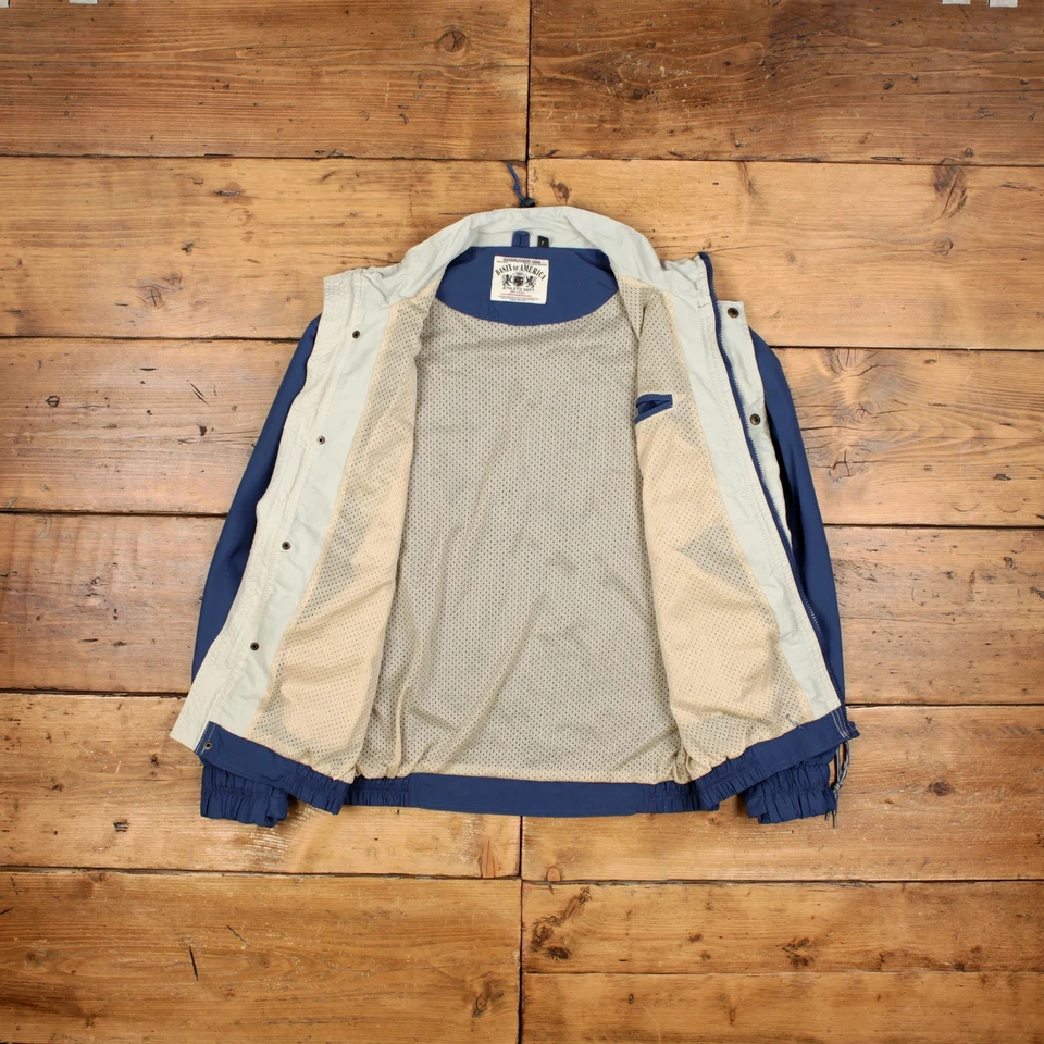 Vintage Basix of America Bomber Jacket L 90s Windbreaker Blue - Imagem 4 de 4