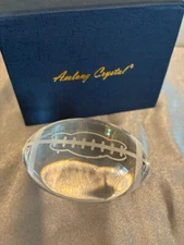 Amlong Crystal Solid Crystal Football Paperweight Hand-crafted New in Box