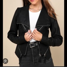 Lulus Vegan Leather Moto Jacket Black Motorcycle Faux Leather Women’s