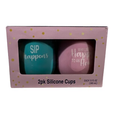 Silicone 2 pack Wine Glasses Set pink and teal NEW!!