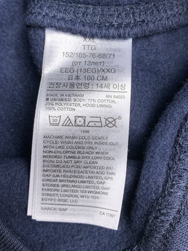 Brand New Gap Hoodie Kids Size XXL 14/16 Blue Pullover Sweater NWT - Picture 6 of 9