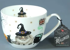 HARVEST GREEN STUDIO HALLOWEEN WIZARD CATS Bone China Jumbo Cup