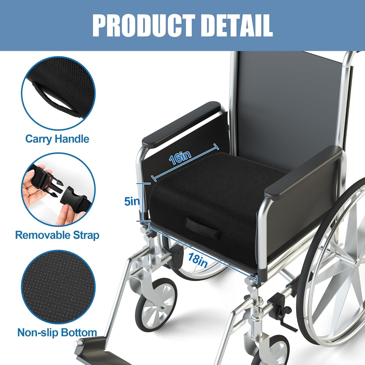 ROYALAY Wheelchair Cushions for Adults & Seniors, Thickened 18in*16in*5in