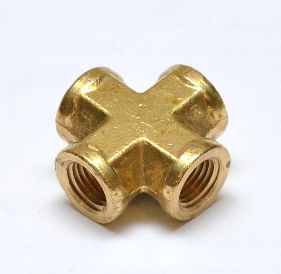 1/4 Female Npt 4 Way Cross Brass Pipe Fitting Vacuum Fuel Air Water Oil 102-B - Image 3 of 4