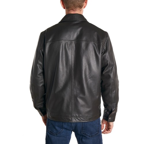 Chaqueta de cuero clásica negra Perry Ellis para hombre M B4HP $525 - Imagen 3 de 3