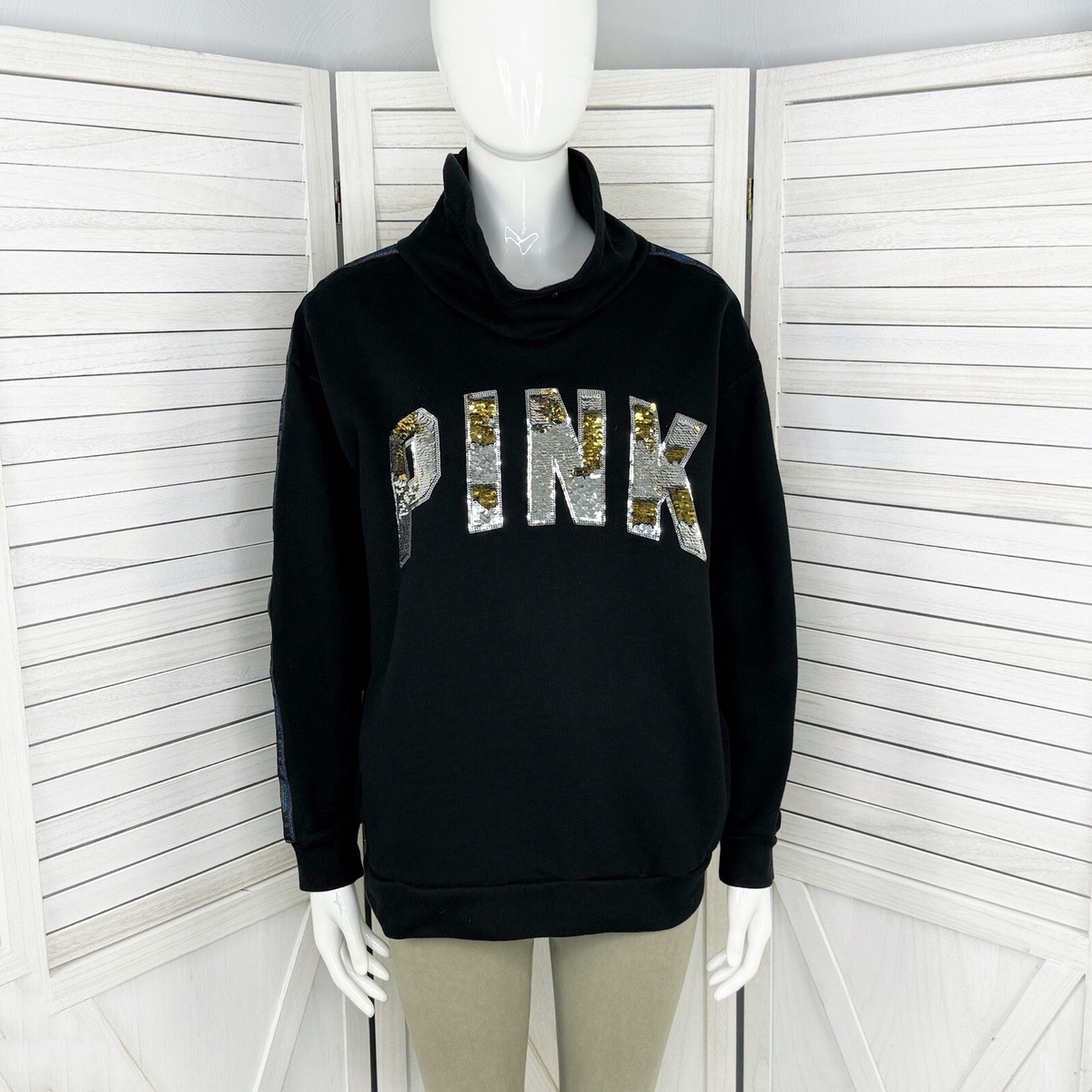 Sweat-shirt Victoria's Secret Rose Collégial Bling – Col Rond – Neuf Avec étiquettes