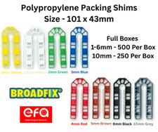 PLASTIC PACKERS WEDGES U SHIMS 43mm x 100mm Sizes 1,1.5,2,3,4,5,6,10mm FULL BOX