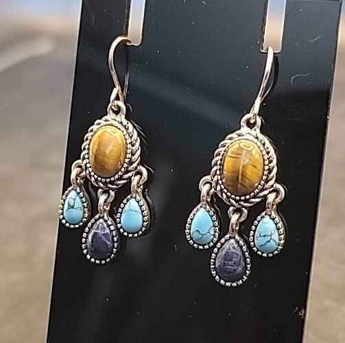 Chaos Turquoise Tiger Eye Earring