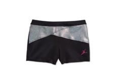 Capezio Future Star Girls Ballet Gymnastics Sparkle Shorts Black Silver XS