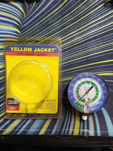 Yellow Jacket 49137 Blue Manifold Pressure Gauge 3 1/8"  R404A R410A R22