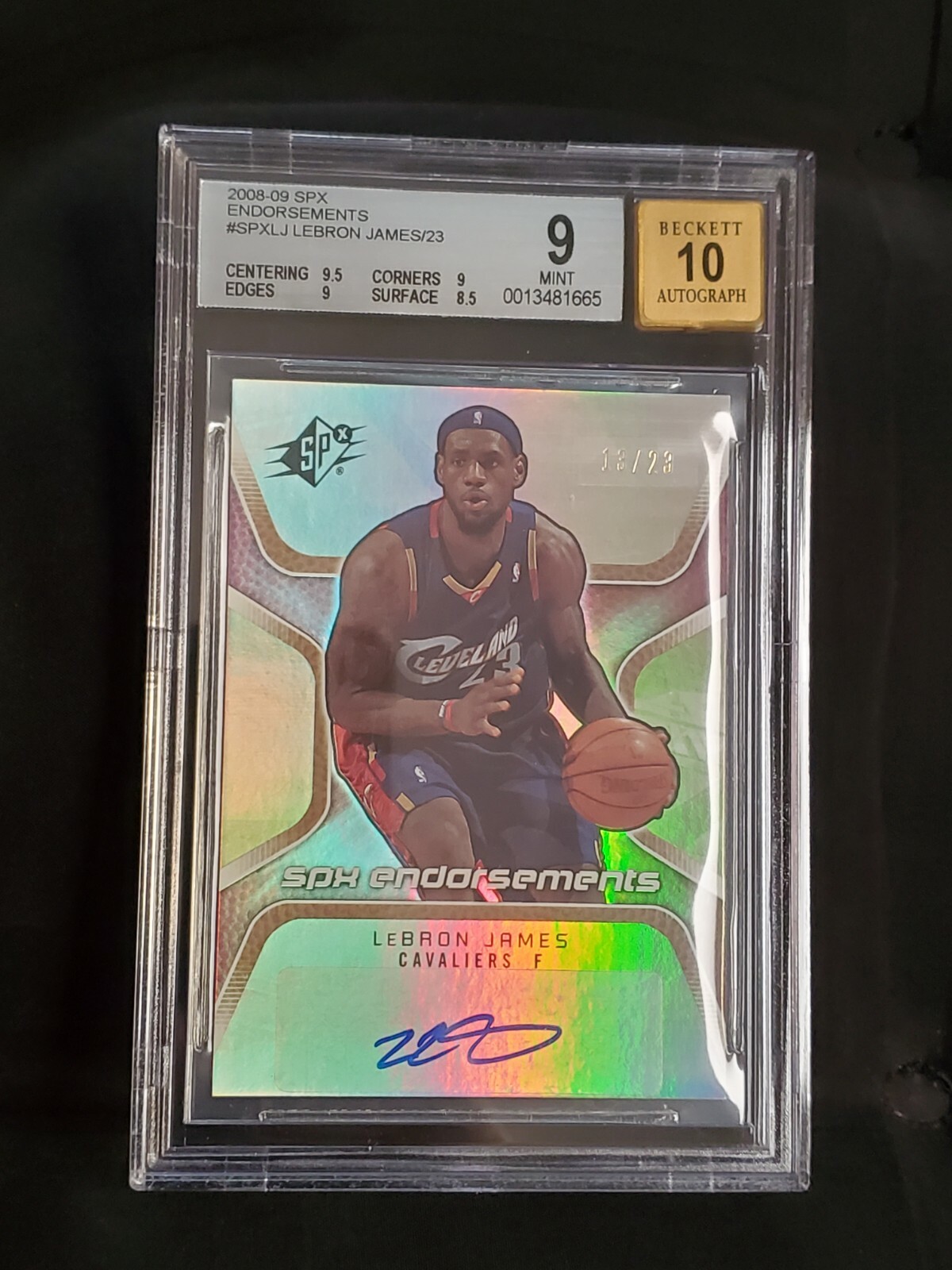 LeBron James 2008-09 SPX Endorsements Auto /23 BGS 9 Mint 