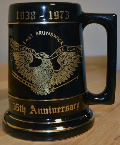 1973 East Brunswick Independent Fire Co. 35th Anniversary Ceramic Mug Stein NJ
