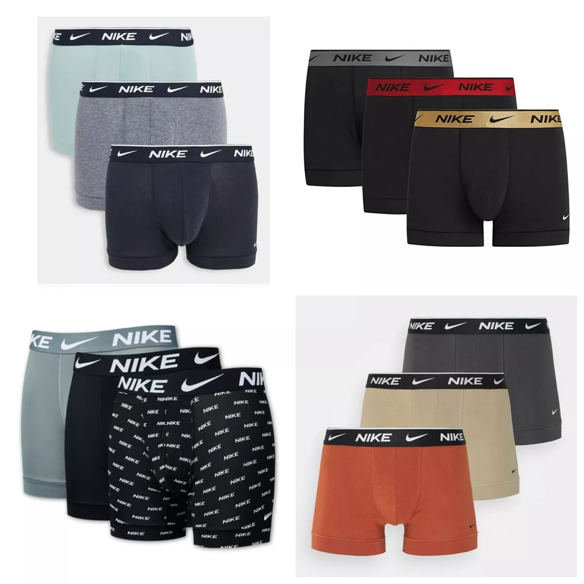 Nike 3 pack Mens Cotton Stretch / Microfiber DRI FIT Trunks Boxer Short S M  L XL