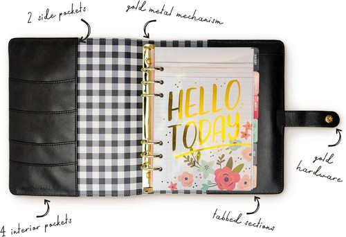 Buffalo Check A5 Planner Organizer with Floral Inserts, Stickers & Hardware - Picture 4 of 5