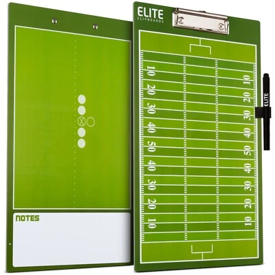 Elite Clipboards Dry Erase Football Coaches Clipboard | Double-Sided Football