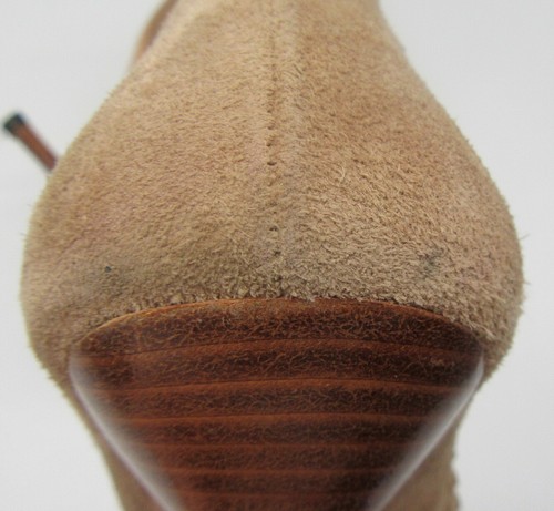 Prada beige suede peep toe stone heels sz 36.5 - Picture 9 of 12