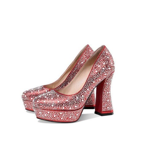 Women Fashion Rhinestone Wedding Shoes Banquet Party Dance High Heel Pump Shoes - Picture 8 of 13