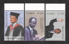 SE)2001 ZAMBIA, PRESIDENT FREDERICK CHILUBA PRESIDENTE DE LA REP&Uacute;BLICA, 3 STAMPS