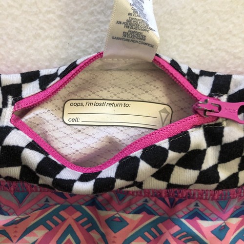 Ivivva By Lululemon Girl Pink Blue Geometric Print Black White Speedy Short 12 - Picture 7 of 7