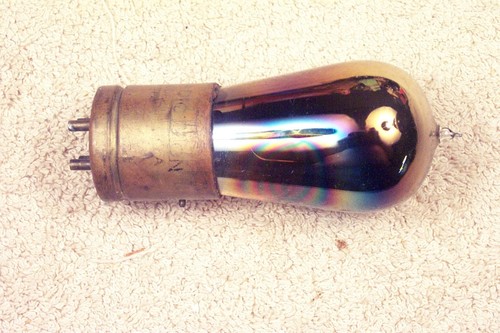 One, RCA Radiotron UV-201A, BBT, brass base, RAINBOW, tipped for DISPLAY ONLY