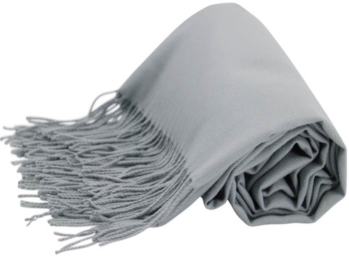 Silver Grey Thick Solid Color Cotton Blend Shawl Scarf Pashmina CJ Apparel *NEW* - Picture 6 of 12
