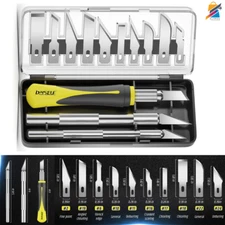 DIY Craft Knife Set 16Pc Precision Carving Tool Hobby Model Exacto Kit Yellow