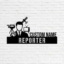 Personalized Reporter Metal Name sign Home Work Office Door Desk Wall Art Gift