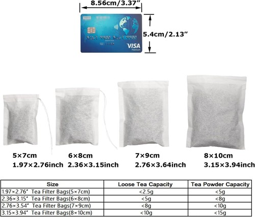 100Pcs Tea Filter Bags for Loose Tea, Small Empty Tea Bags, Natural Wood Pulp - Picture 5 of 12