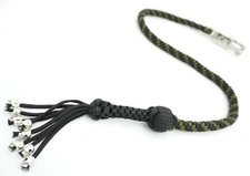 550 Paracord Motorcycle Whip Get Back whip 1" Ball & Skulls 36" - GREEN / BLACK